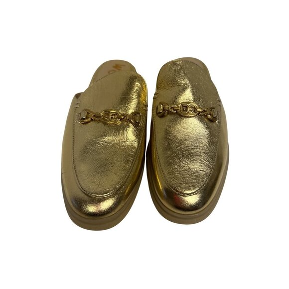 Sam Edelman Kira Women's Bit Mule Slide Gold Leather Slip On Metal Detail 7.5 - Picture 3 of 7